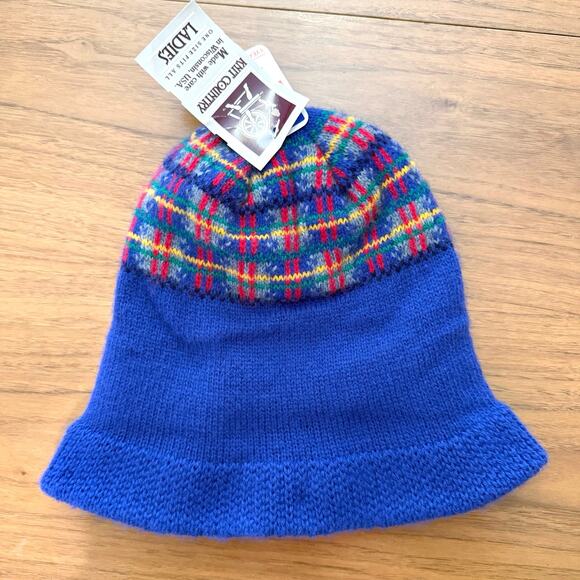 Vintage 80s Hat NWT New Old Stock Knot Country Plaid Ski Stocking Double Layer - Picture 1 of 10